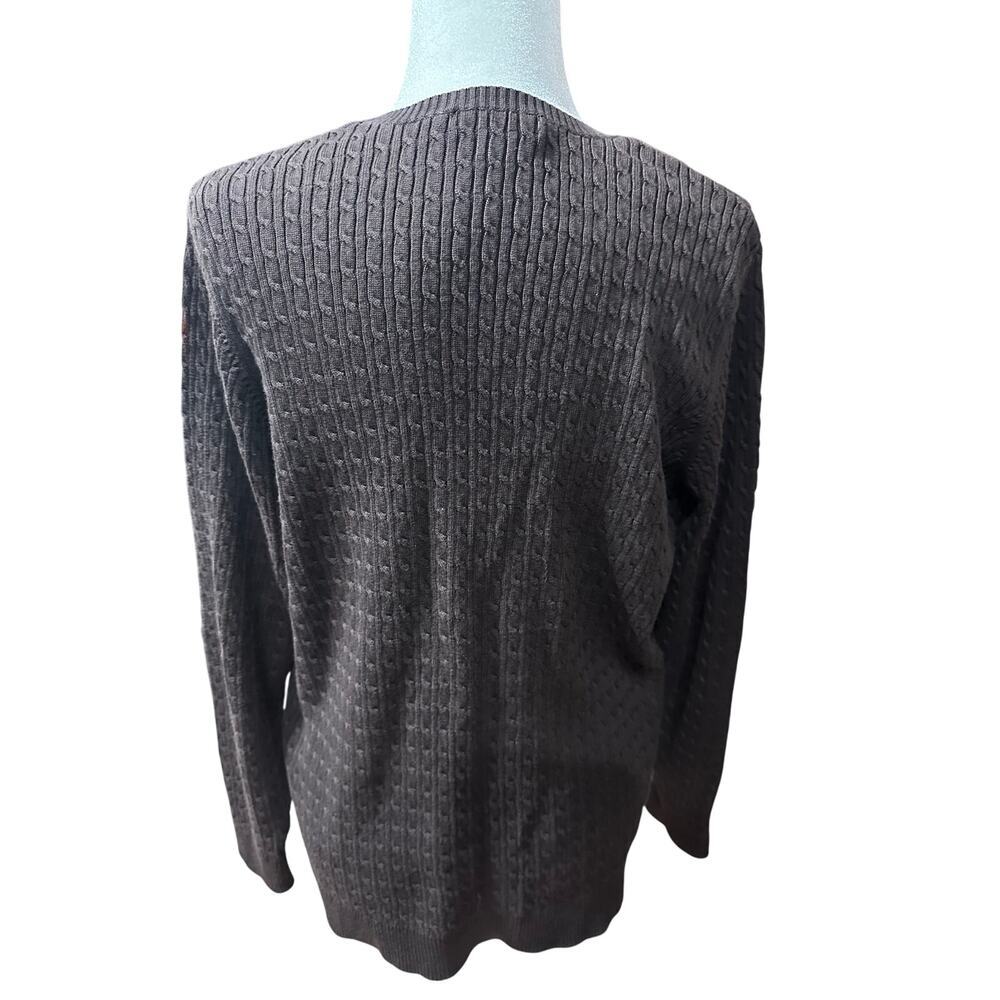 Lands End Women’s Sweater Pullover Cable Knit Cotton Brown XL 18-20 fall Casual - Picture 3 of 10